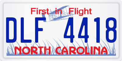 NC license plate DLF4418