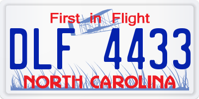 NC license plate DLF4433