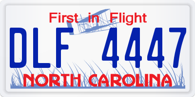 NC license plate DLF4447
