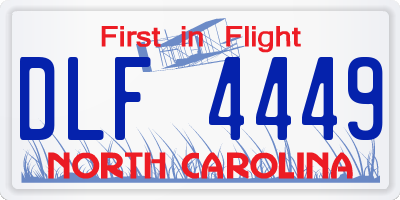 NC license plate DLF4449