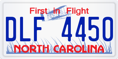 NC license plate DLF4450