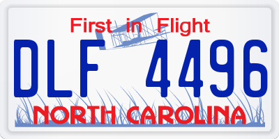 NC license plate DLF4496