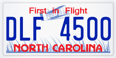 NC license plate DLF4500