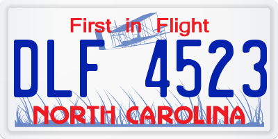 NC license plate DLF4523