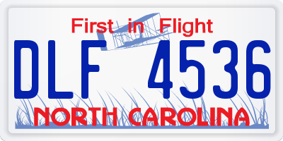 NC license plate DLF4536