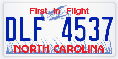 NC license plate DLF4537