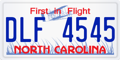 NC license plate DLF4545