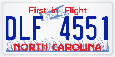 NC license plate DLF4551