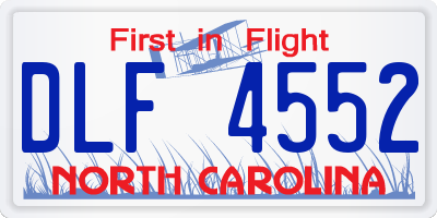 NC license plate DLF4552