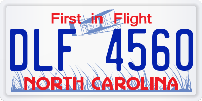 NC license plate DLF4560
