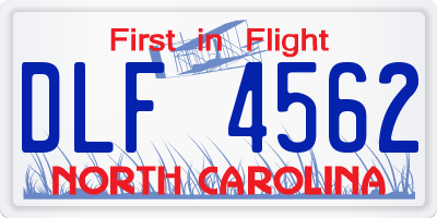 NC license plate DLF4562