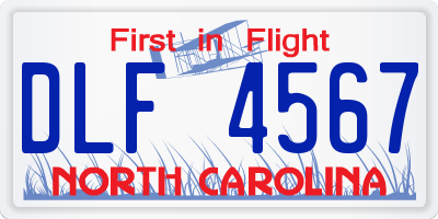 NC license plate DLF4567
