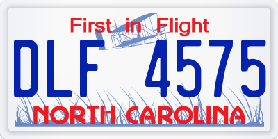 NC license plate DLF4575