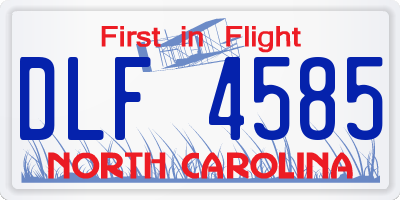 NC license plate DLF4585