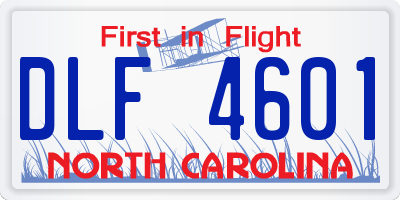 NC license plate DLF4601