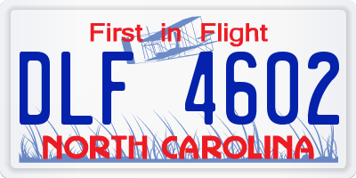 NC license plate DLF4602