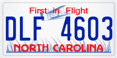 NC license plate DLF4603