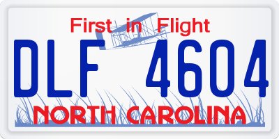 NC license plate DLF4604
