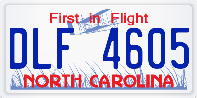 NC license plate DLF4605