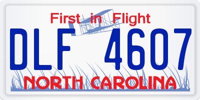 NC license plate DLF4607
