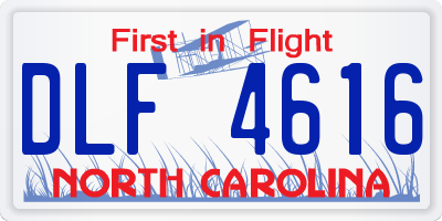 NC license plate DLF4616