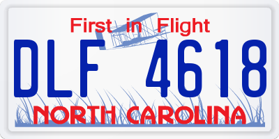 NC license plate DLF4618