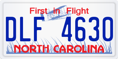 NC license plate DLF4630