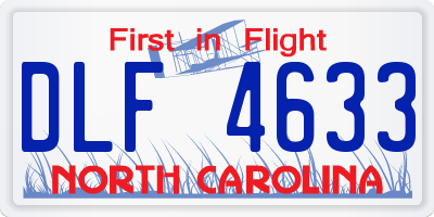 NC license plate DLF4633