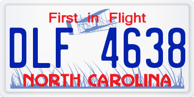 NC license plate DLF4638