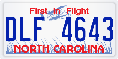 NC license plate DLF4643