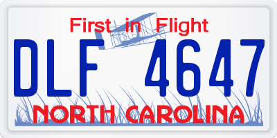 NC license plate DLF4647