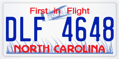NC license plate DLF4648