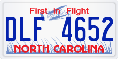 NC license plate DLF4652