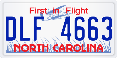 NC license plate DLF4663