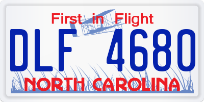 NC license plate DLF4680