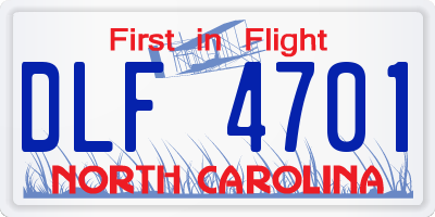 NC license plate DLF4701