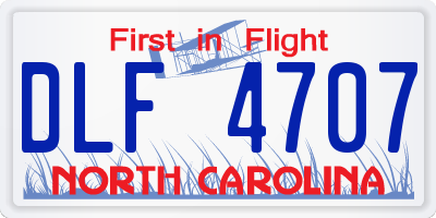NC license plate DLF4707