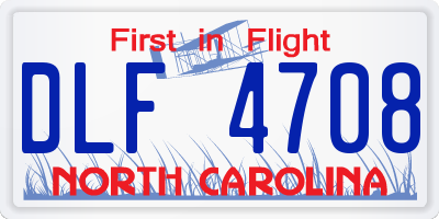 NC license plate DLF4708