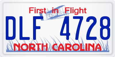 NC license plate DLF4728
