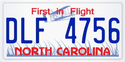 NC license plate DLF4756