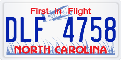 NC license plate DLF4758
