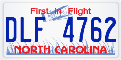 NC license plate DLF4762