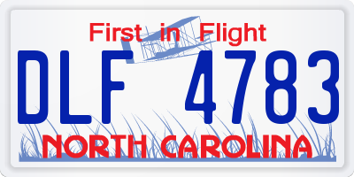 NC license plate DLF4783