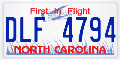 NC license plate DLF4794