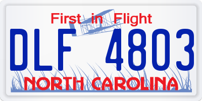 NC license plate DLF4803