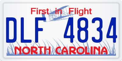 NC license plate DLF4834