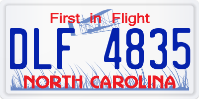NC license plate DLF4835