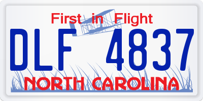 NC license plate DLF4837
