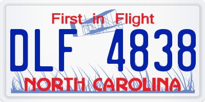 NC license plate DLF4838