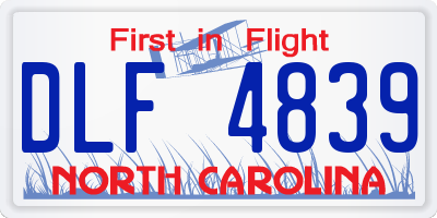 NC license plate DLF4839